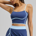 GOGOGEQ Contrast Piping Adjustable Strap Sports Crop Top For Women, Built In Padded Workout Camisole Tank