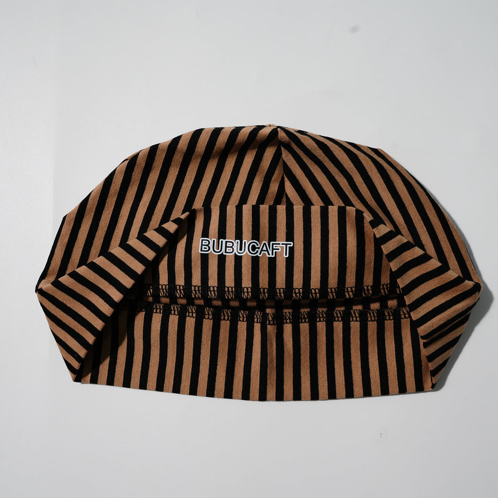 BUBUCAFT Striped Soft Cotton Beanie Cap, Lightweight Stretch Head Wrap For Daily Sleeping Travel Outdoor
