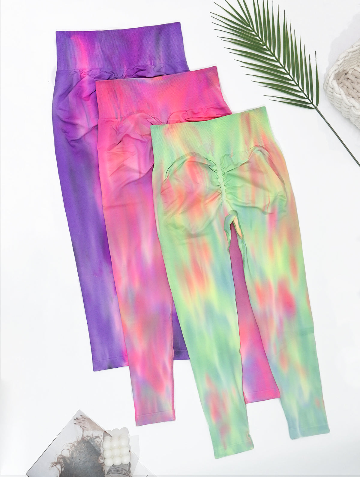 Shgiloo Seamless Tie Dye Yoga Leggings for Women - 3-Color Options High Waisted Scrunch Butt Lifting Gym Workout Pants