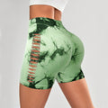 BUBUCAFT Tie Dye Cutout Biker Shorts For Women, High Waist Seamless Workout Cycling Shorts For Gym Yoga Running