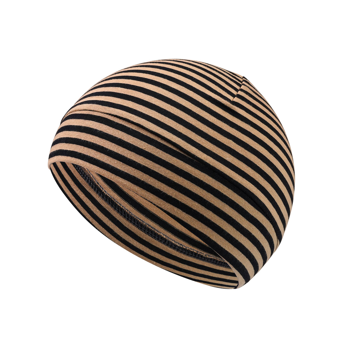 BUBUCAFT Striped Soft Cotton Beanie Cap, Lightweight Stretch Head Wrap For Daily Sleeping Travel Outdoor