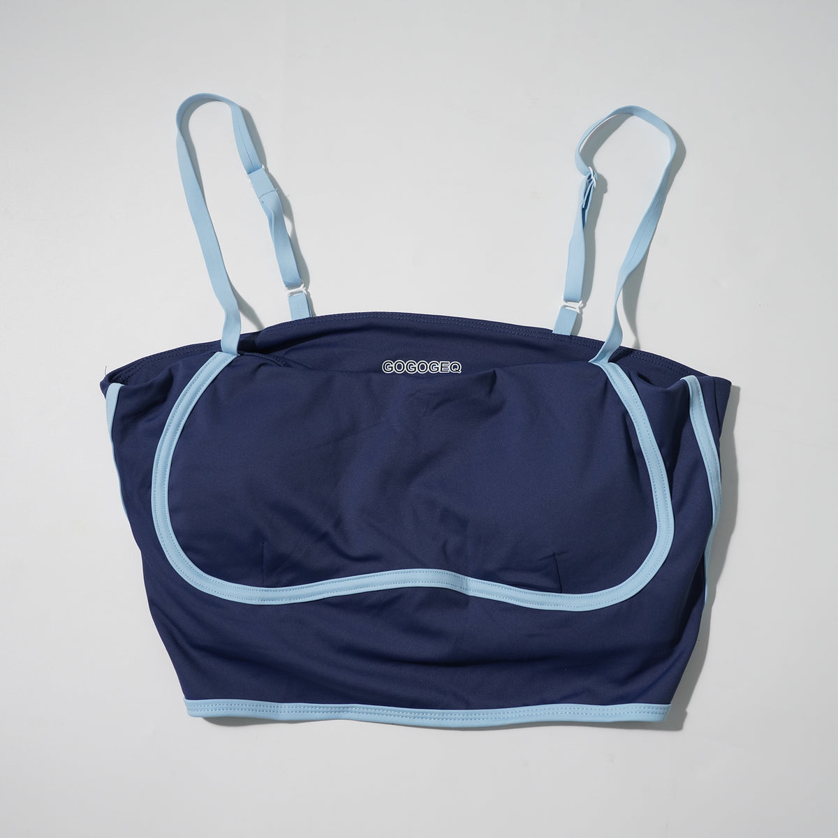 GOGOGEQ Contrast Piping Adjustable Strap Sports Crop Top For Women, Built In Padded Workout Camisole Tank