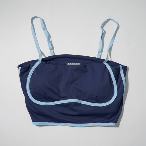 GOGOGEQ Contrast Piping Adjustable Strap Sports Crop Top For Women, Built In Padded Workout Camisole Tank