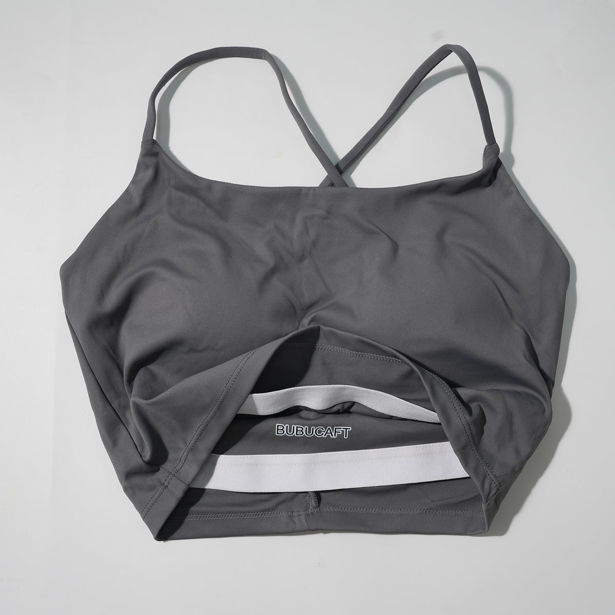 BUBUCAFT Criss Cross Back Sports Crop Top For Women, Ruched Back Spaghetti Strap Workout Tank With Built In Bra For Yoga Tennis Gym