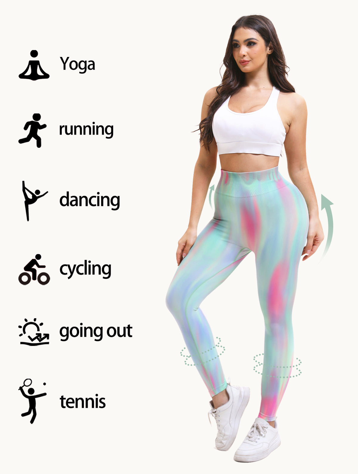 Shgiloo Seamless Tie Dye Yoga Leggings for Women - 3-Color Options High Waisted Scrunch Butt Lifting Gym Workout Pants