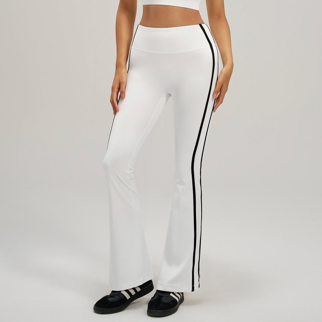 RAIDADA Side Stripe High Waist Flare Yoga Pants, Stretch Bootcut Workout Leggings For Women, For Gym Yoga Running Training