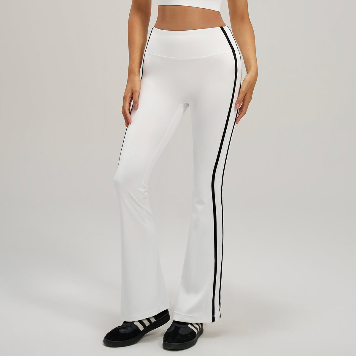 RAIDADA Side Stripe High Waist Flare Yoga Pants, Stretch Bootcut Workout Leggings For Women, For Gym Yoga Running Training