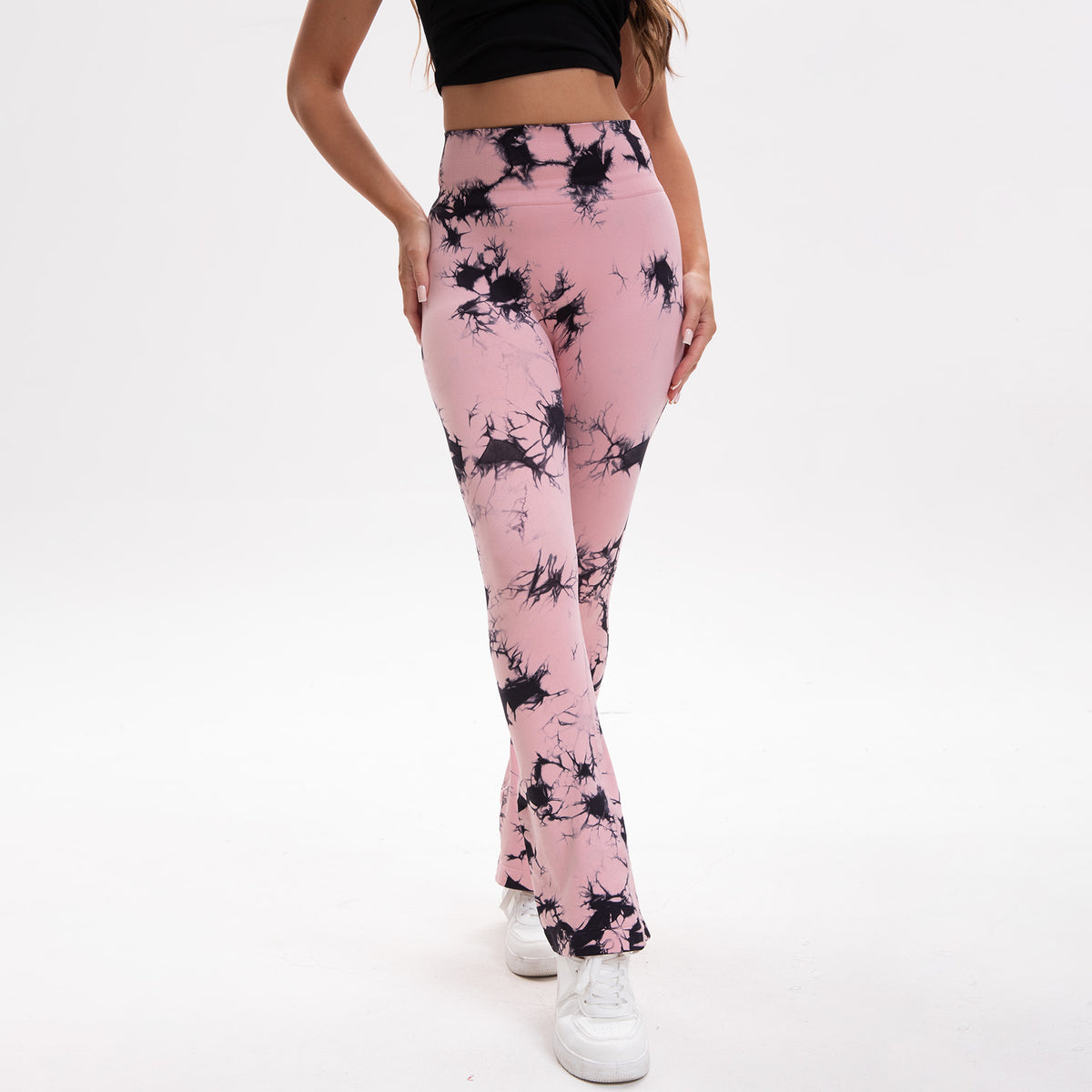 BUBUCAFT Tie Dye Flared Yoga Leggings For Women, High Waist Stretch Bootcut Workout Pants For Gym Yoga Daily Wear