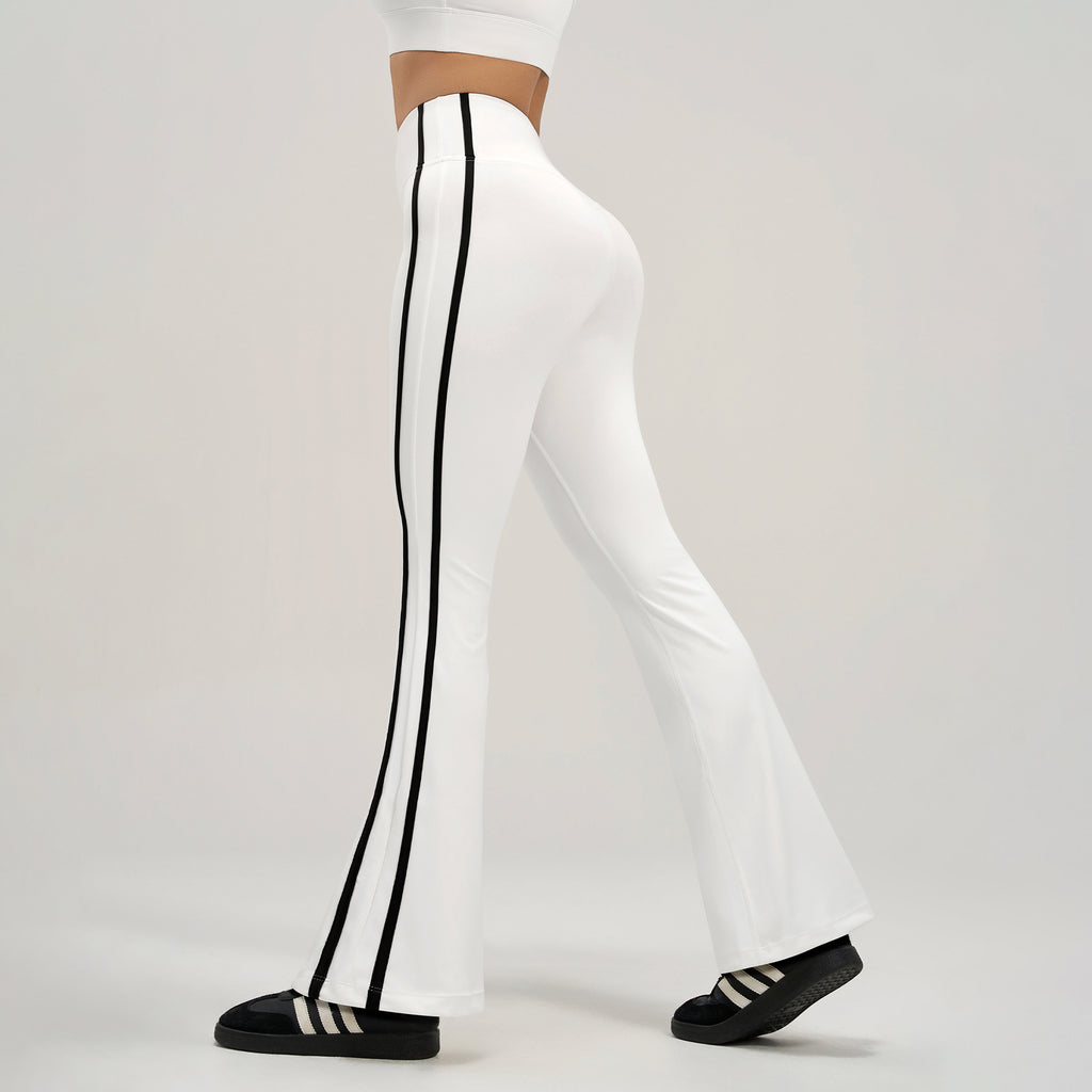 RAIDADA Side Stripe High Waist Flare Yoga Pants, Stretch Bootcut Workout Leggings For Women, For Gym Yoga Running Training