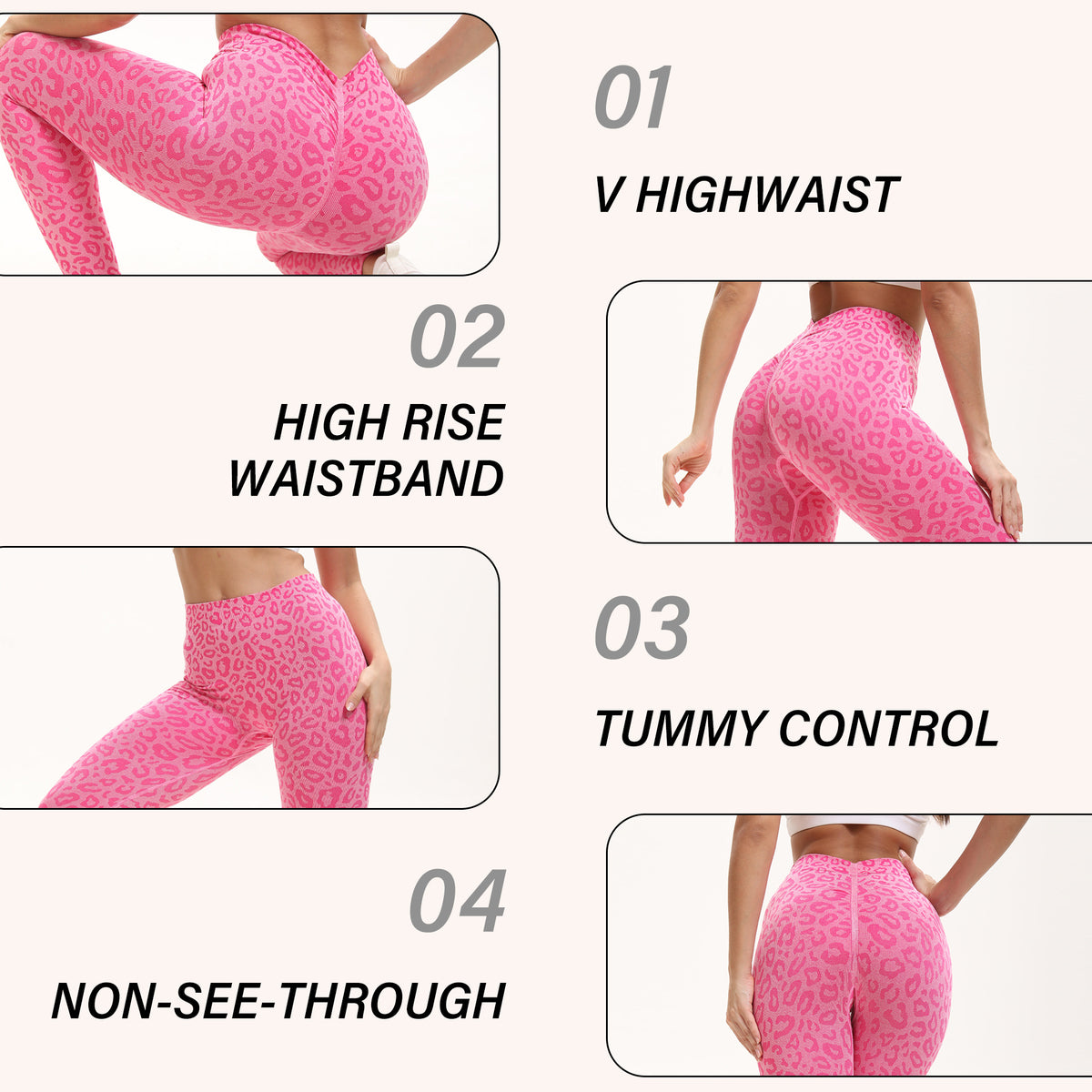 Shgiloo Seamless Leopard Print Yoga Leggings for Women - 2-Color Options High Waisted Scrunch Butt Lifting Gym Workout Pants