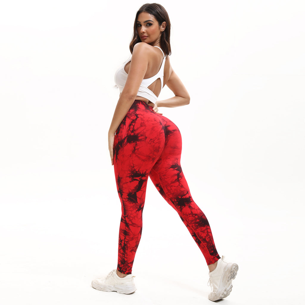 Shgiloo Women Tie Dye High Waisted leggings, Scrunch Rear Lifting, Tummy Control Athletic Pants workout yoga, squat proof, compression tights full length