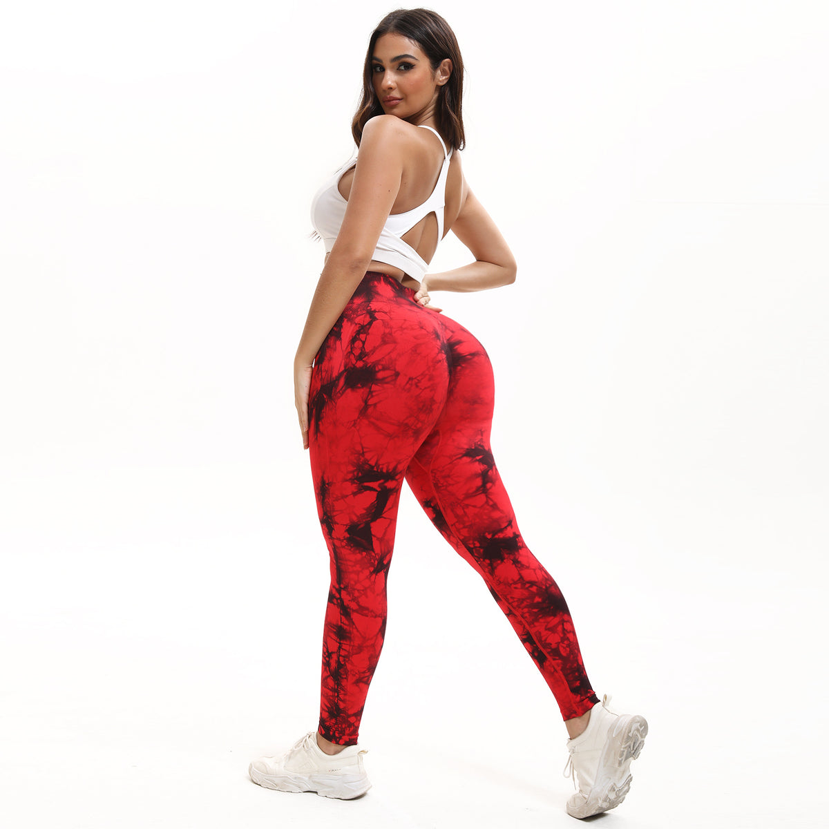 Shgiloo Women Tie Dye High Waisted leggings, Scrunch Rear Lifting, Tummy Control Athletic Pants workout yoga, squat proof, compression tights full length