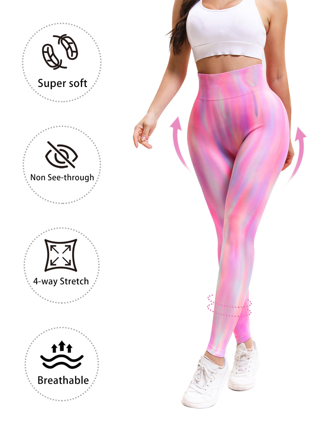 Shgiloo Seamless Tie Dye Yoga Leggings for Women - 3-Color Options High Waisted Scrunch Butt Lifting Gym Workout Pants
