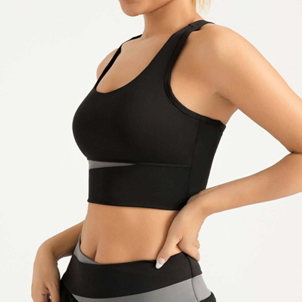 RAIDADA Color Block High Impact Sports Bra, Racerback Padded Workout Crop Top For Women, For Gym Yoga Running Training