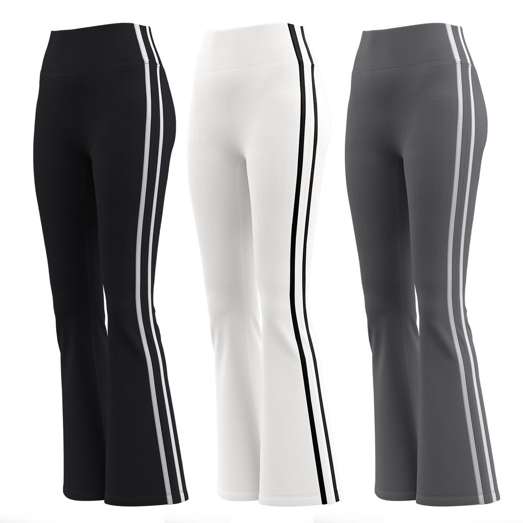 RAIDADA Side Stripe High Waist Flare Yoga Pants, Stretch Bootcut Workout Leggings For Women, For Gym Yoga Running Training