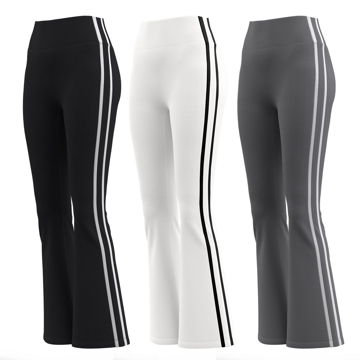 RAIDADA Side Stripe High Waist Flare Yoga Pants, Stretch Bootcut Workout Leggings For Women, For Gym Yoga Running Training