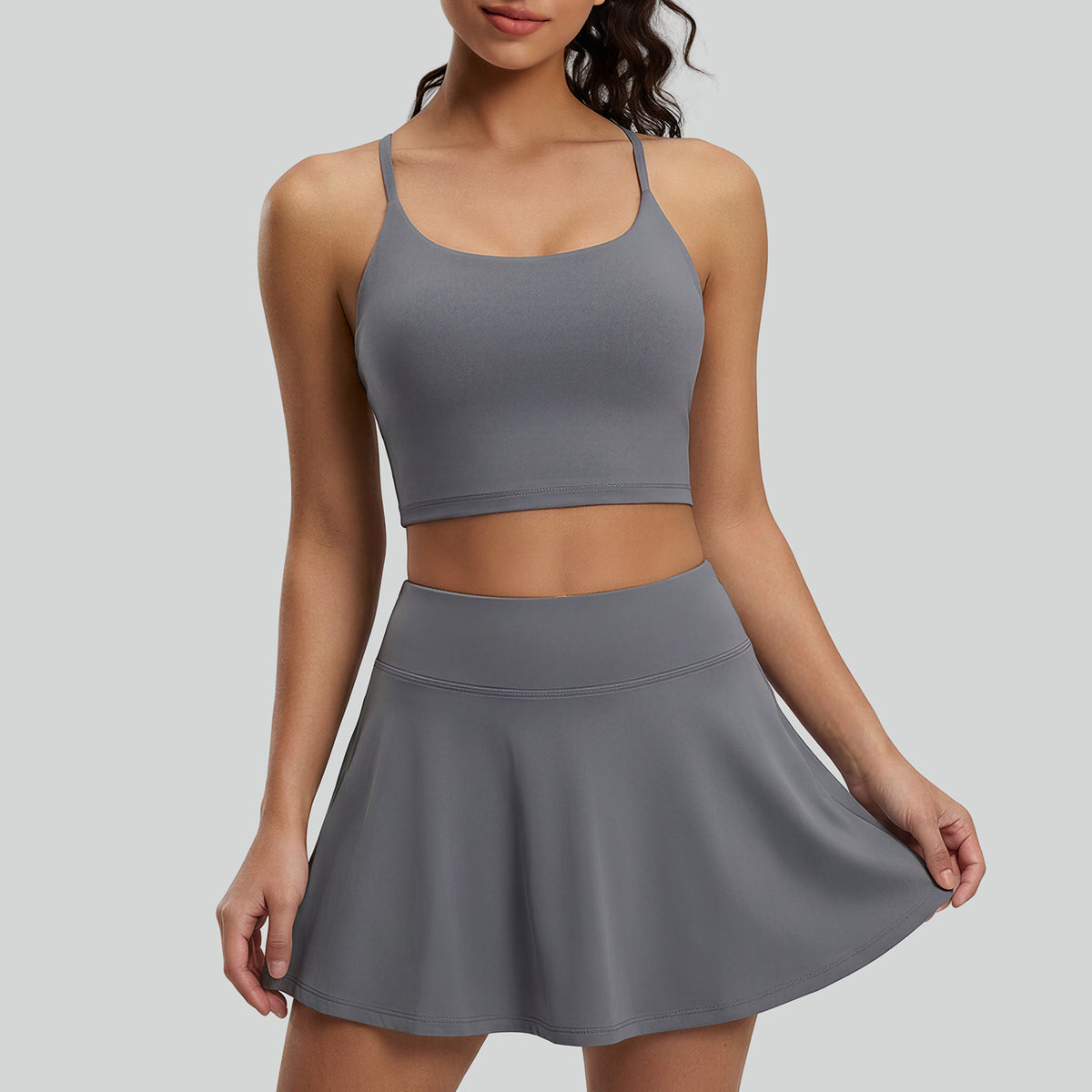 RAIDADA High Waist Athletic Skort, Flowy A-Line Workout Tennis Skirt For Women, Built-In Liner For Yoga Golf Running