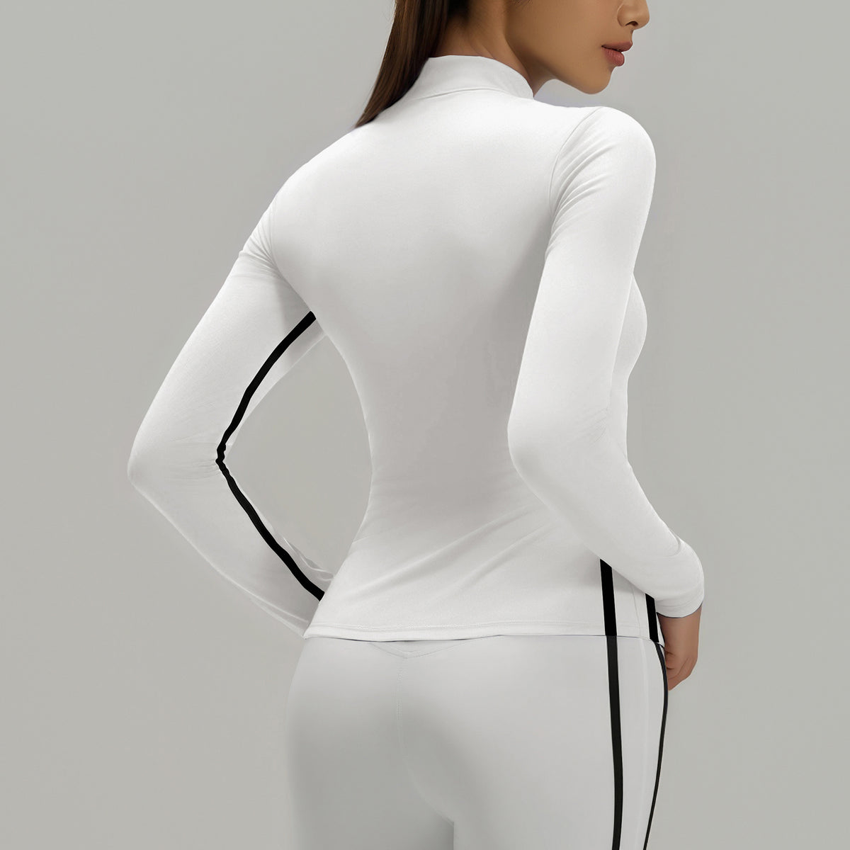 RAIDADA Side Stripe Zip Up Athletic Jacket, Stand Collar Long Sleeve Slim Fit Workout Top For Women, For Yoga Gym Running Training