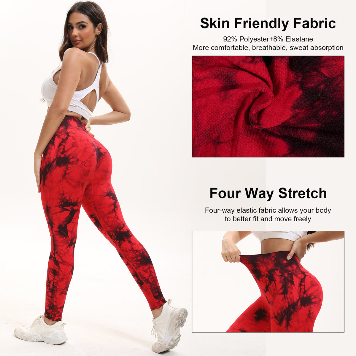 Shgiloo Women Tie Dye High Waisted leggings, Scrunch Rear Lifting, Tummy Control Athletic Pants workout yoga, squat proof, compression tights full length