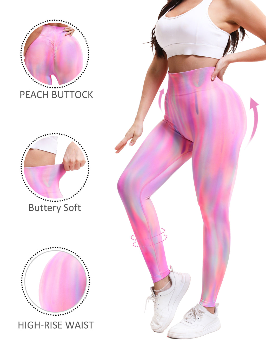 Shgiloo Seamless Tie Dye Yoga Leggings for Women - 3-Color Options High Waisted Scrunch Butt Lifting Gym Workout Pants