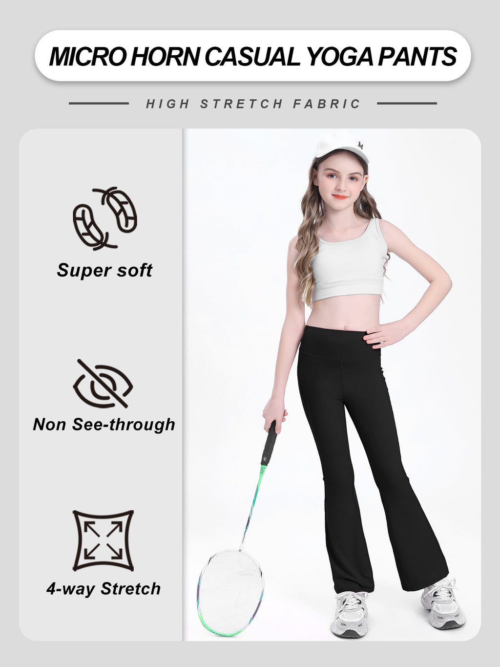 Shgiloo Girls High Waisted Flare Leggings - 3-Pack Kids Bell Bottom Yoga Pants, Stretchy Dance Athletic Trousers