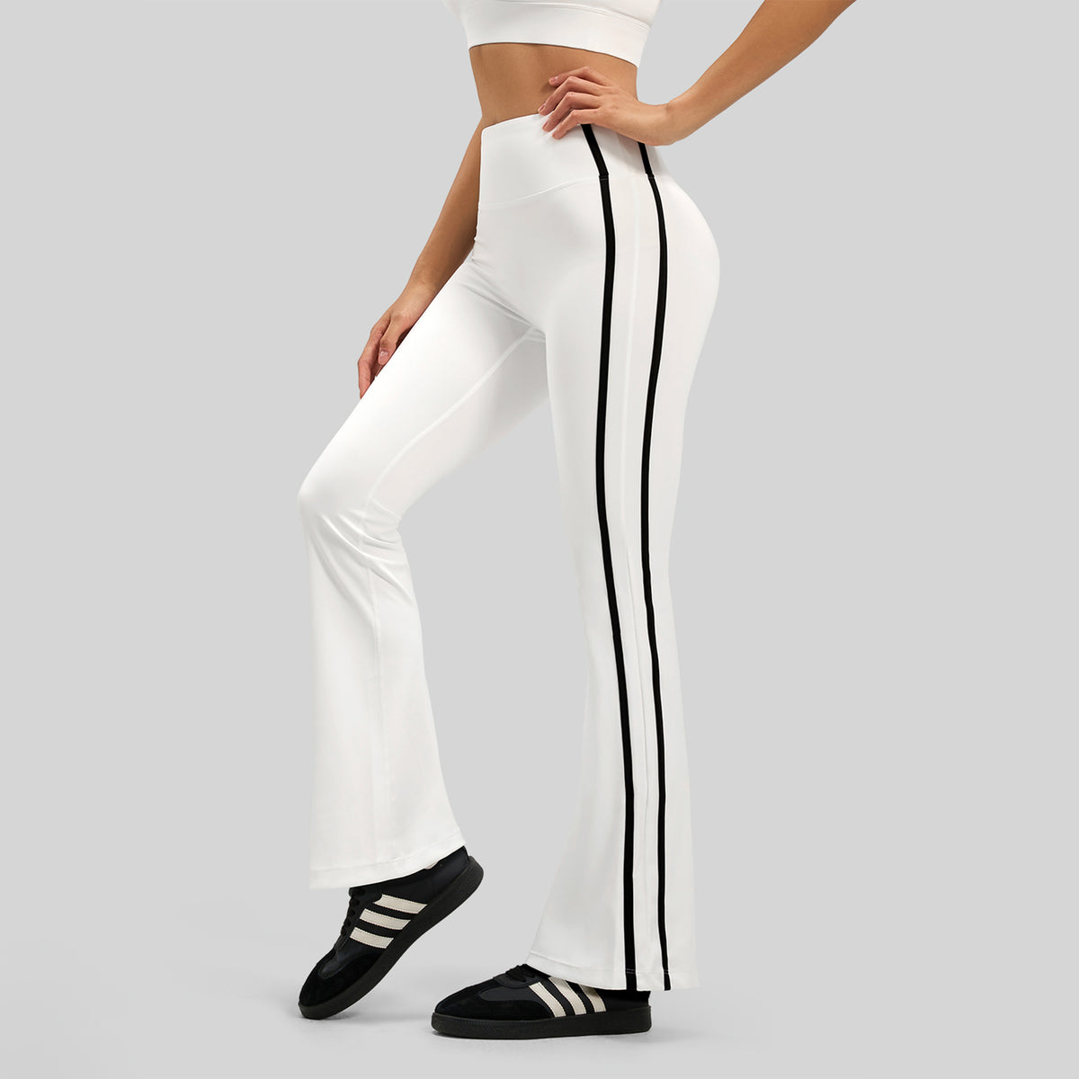 RAIDADA Side Stripe High Waist Flare Yoga Pants, Stretch Bootcut Workout Leggings For Women, For Gym Yoga Running Training