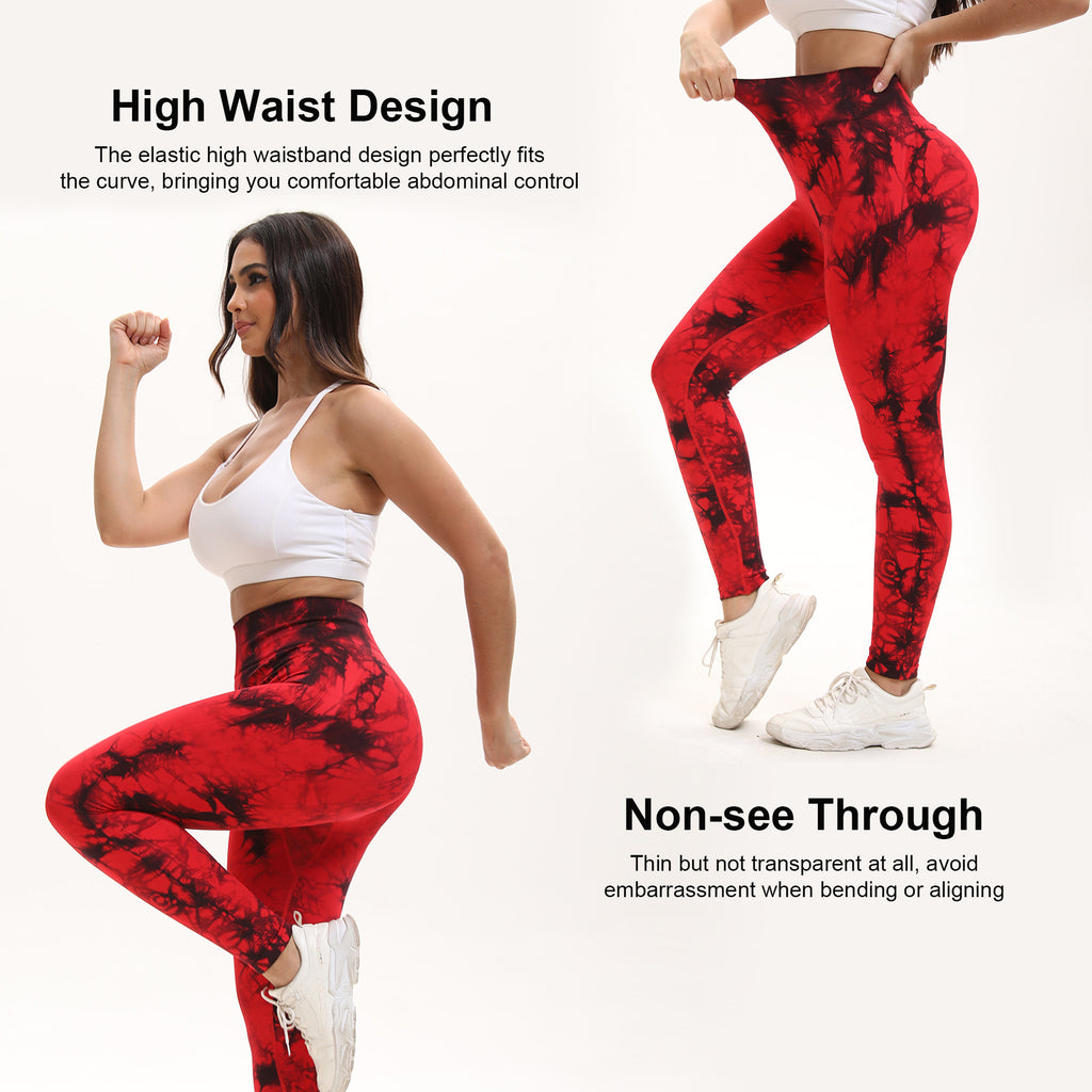 Shgiloo Women Tie Dye High Waisted leggings, Scrunch Rear Lifting, Tummy Control Athletic Pants workout yoga, squat proof, compression tights full length