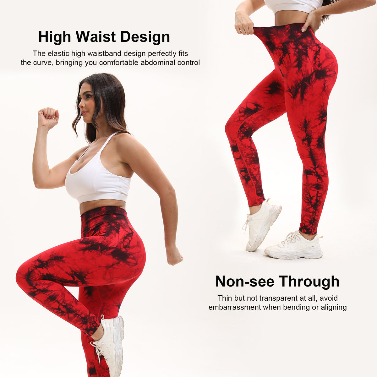 Shgiloo Women Tie Dye High Waisted leggings, Scrunch Rear Lifting, Tummy Control Athletic Pants workout yoga, squat proof, compression tights full length