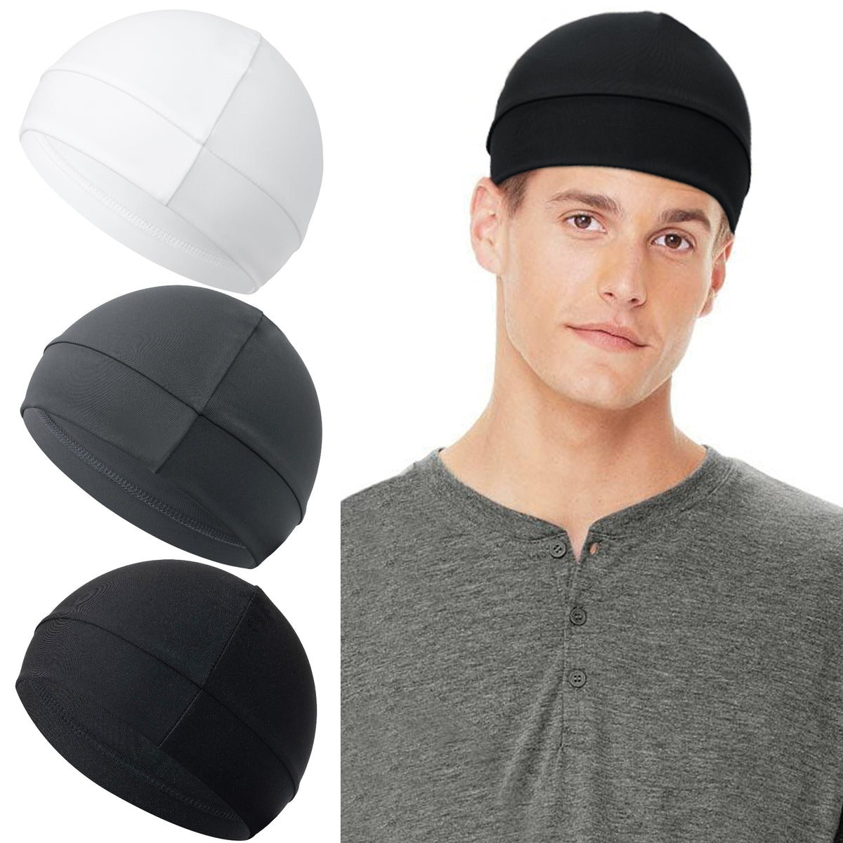Higougou Skull Cap Helmet Liner Beanie,Cooling Mesh Cycling Running Hat for Men Women,Fits Under Helmets