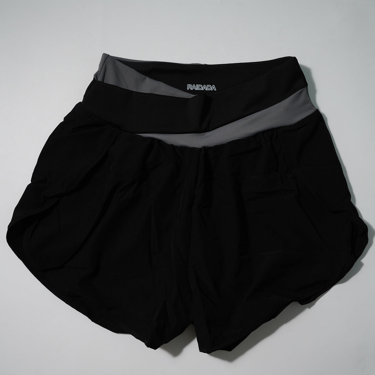 RAIDADA Cross Waist Color Block Athletic Shorts, 2 In 1 High Waist Workout Skort For Women, For Yoga Gym Running Training