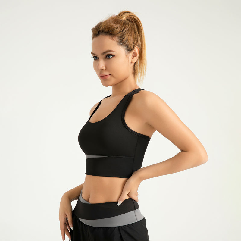 RAIDADA Color Block High Impact Sports Bra, Racerback Padded Workout Crop Top For Women, For Gym Yoga Running Training