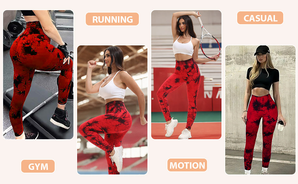 Shgiloo Women Tie Dye High Waisted leggings, Scrunch Rear Lifting, Tummy Control Athletic Pants workout yoga, squat proof, compression tights full length