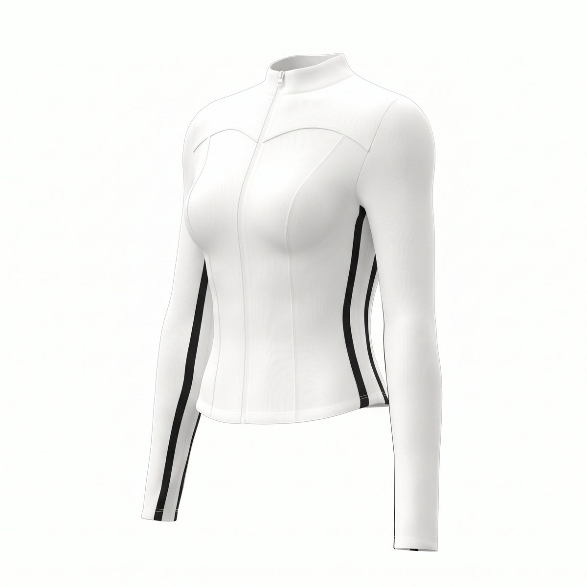 RAIDADA Side Stripe Zip Up Athletic Jacket, Stand Collar Long Sleeve Slim Fit Workout Top For Women, For Yoga Gym Running Training