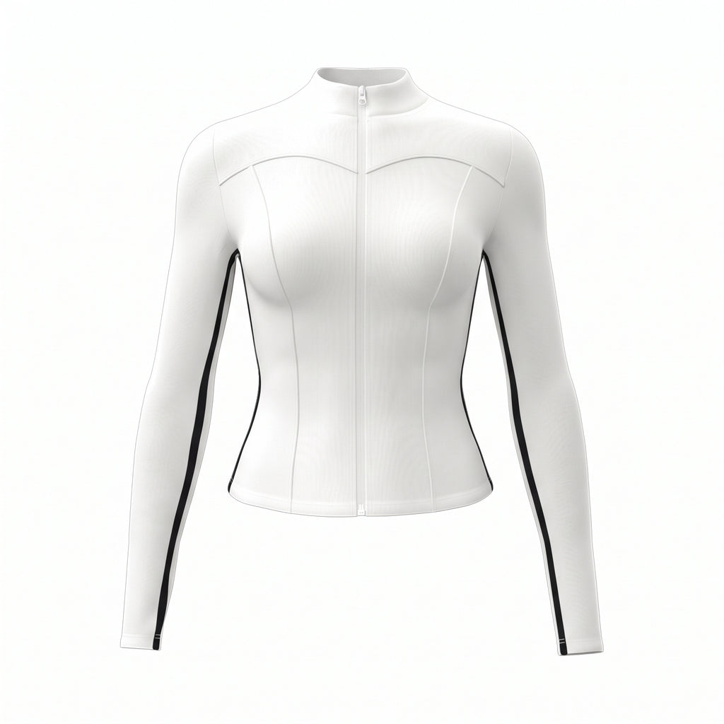 RAIDADA Side Stripe Zip Up Athletic Jacket, Stand Collar Long Sleeve Slim Fit Workout Top For Women, For Yoga Gym Running Training