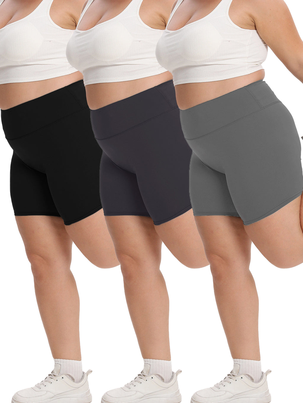 Shgiloo 3pcs/Set Large Size Women's Casual High Yoga Pants Set Elastic Waist Gym Workout Flare Leggings