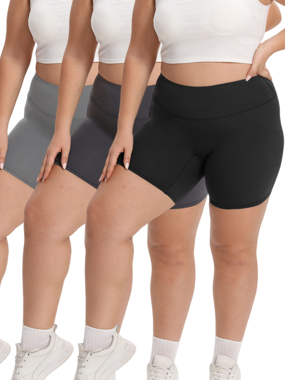 Shgiloo 3pcs/Set Large Size Women's Casual High Yoga Pants Set Elastic Waist Gym Workout Flare Leggings