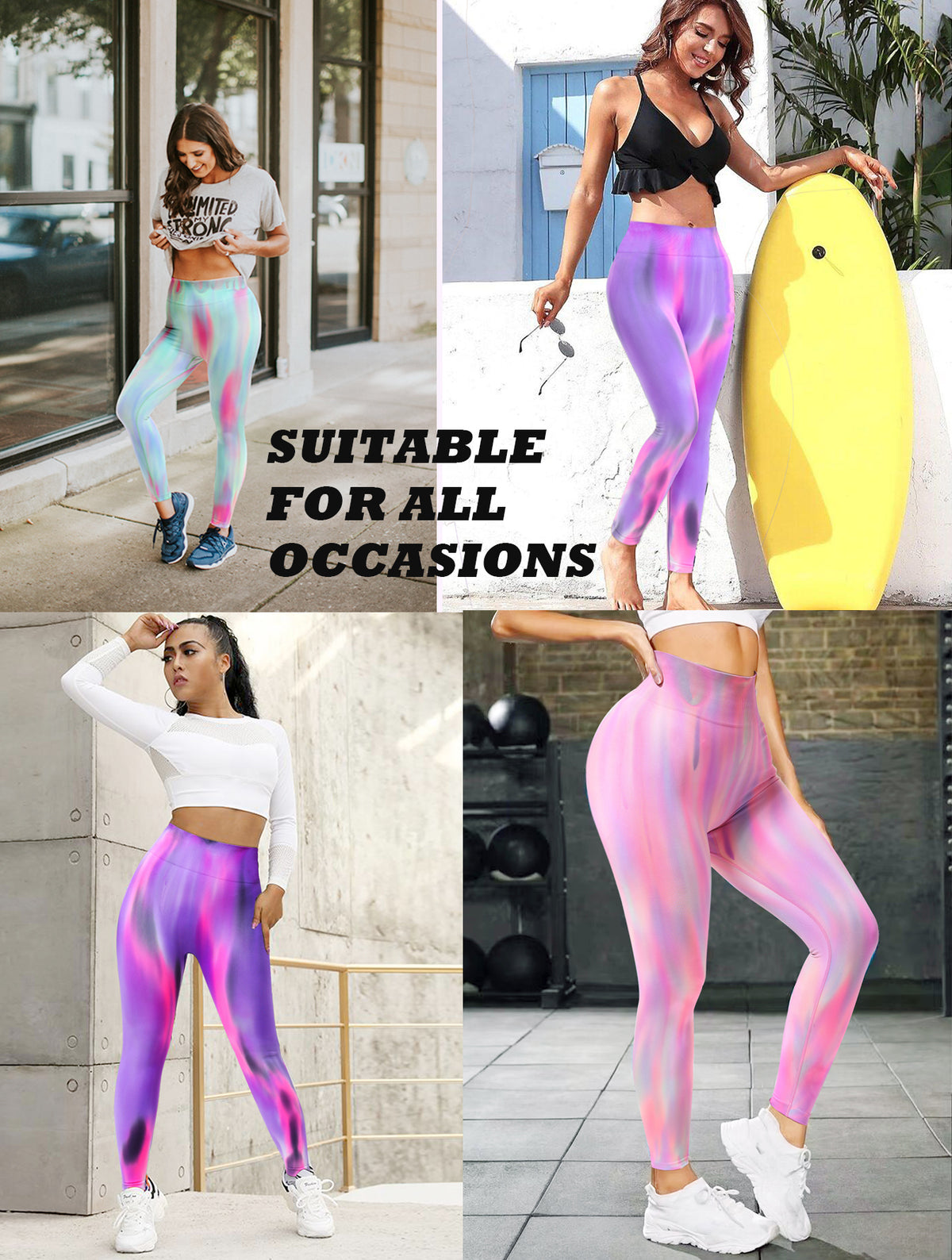 Shgiloo Seamless Tie Dye Yoga Leggings for Women - 3-Color Options High Waisted Scrunch Butt Lifting Gym Workout Pants