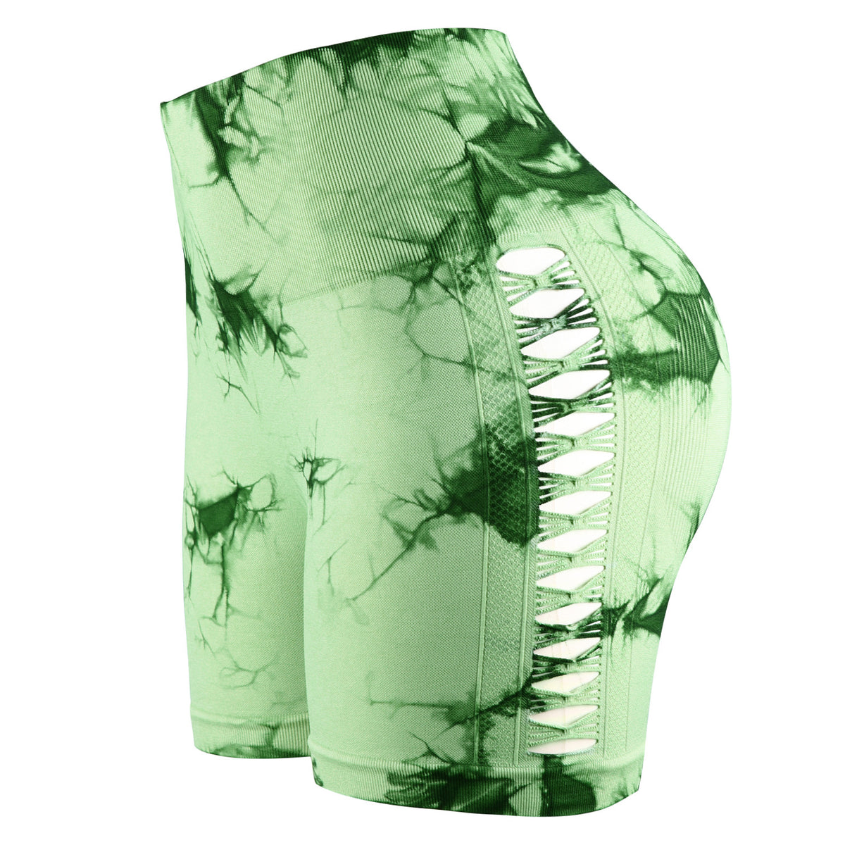 BUBUCAFT Tie Dye Cutout Biker Shorts For Women, High Waist Seamless Workout Cycling Shorts For Gym Yoga Running