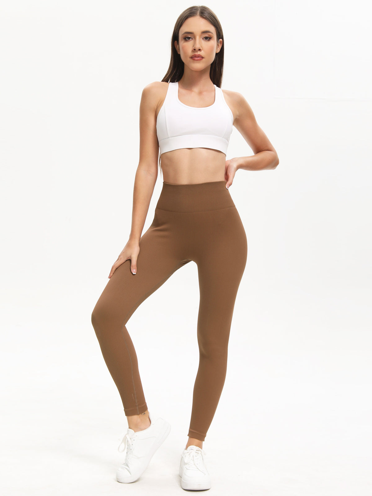 Shgiloo Seamless Ribbed Yoga Leggings for Women - 5-Color Options High Waisted Tummy Control Gym Workout Pants