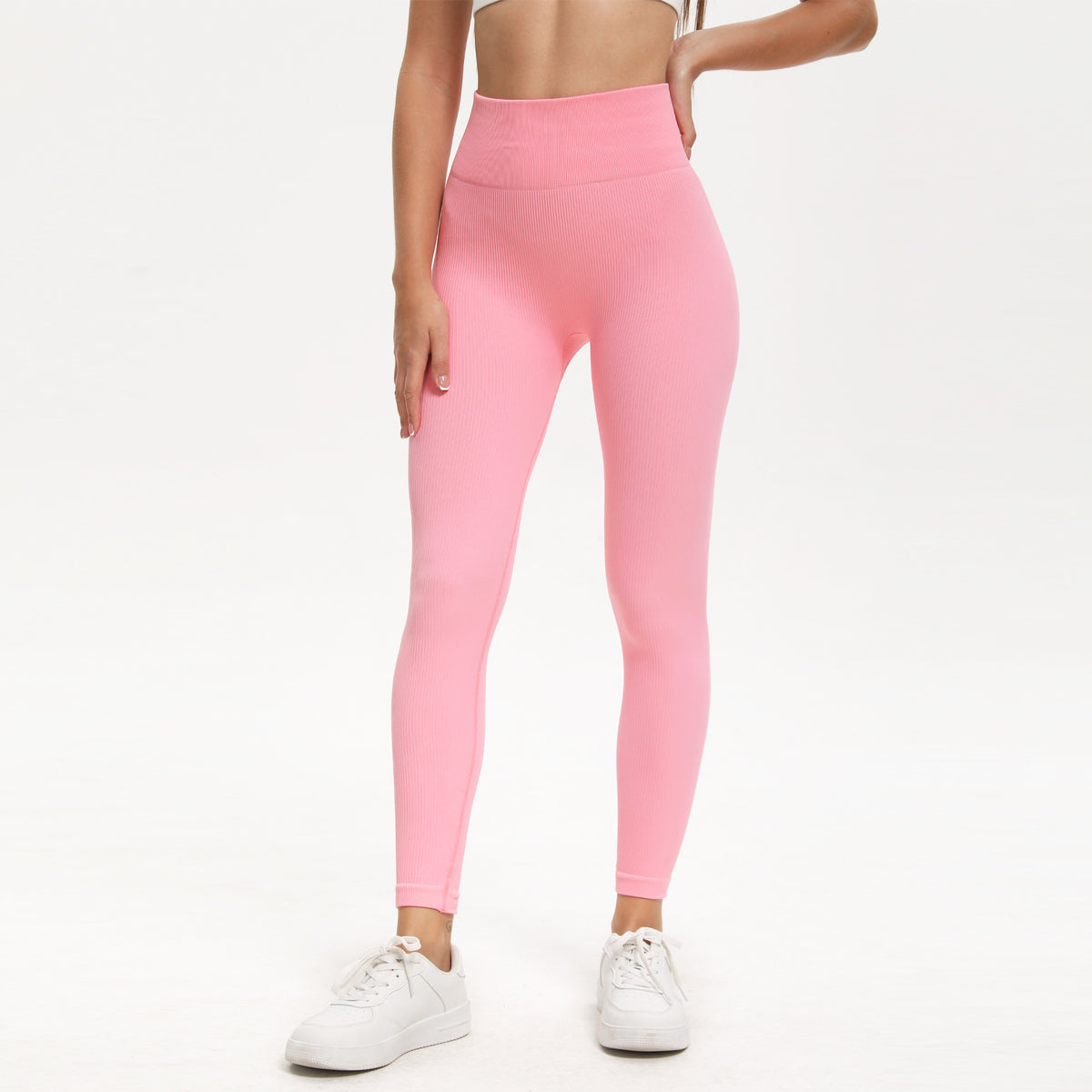Shgiloo Seamless Ribbed Yoga Leggings for Women - 5-Color Options High Waisted Tummy Control Gym Workout Pants