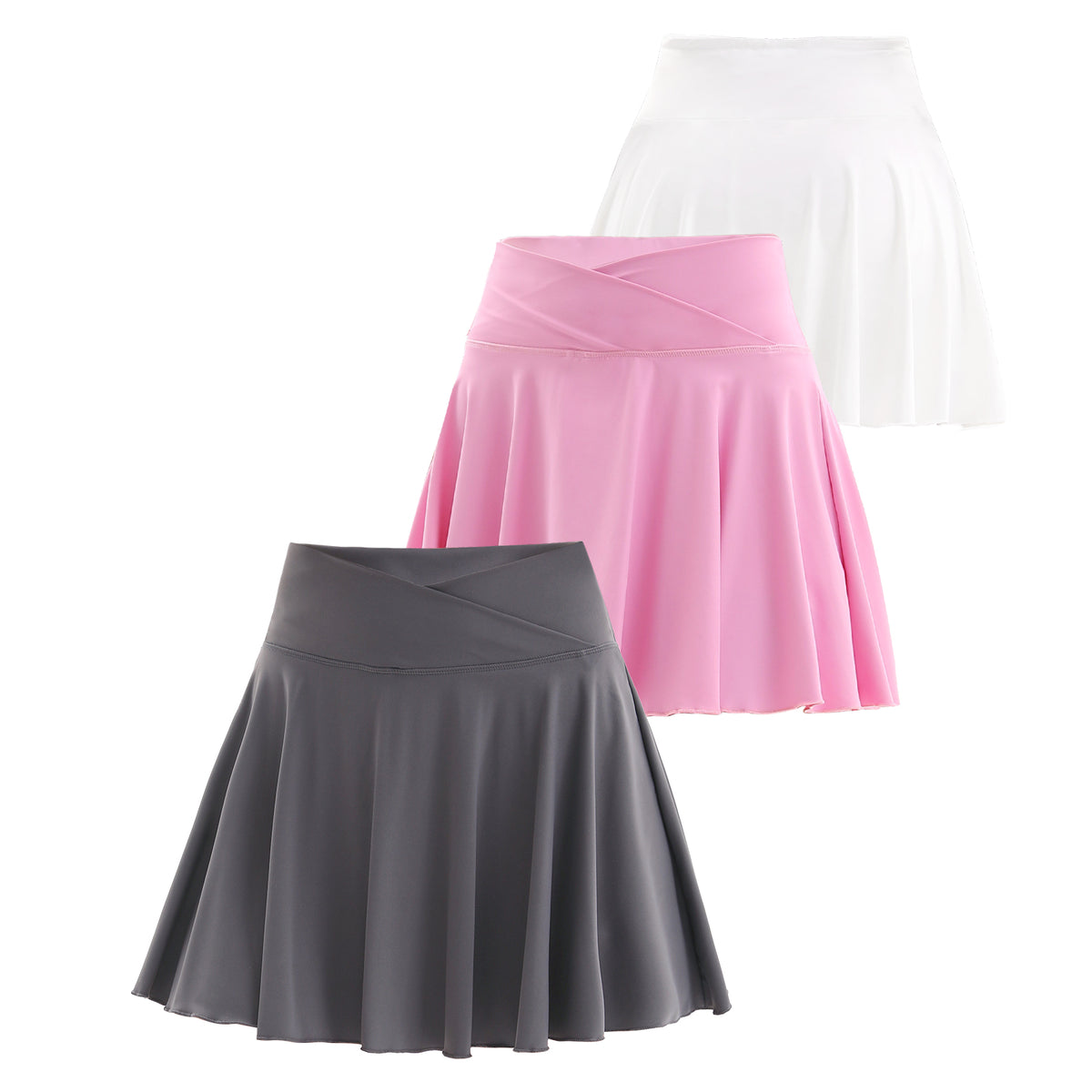 BUBUCAFT High Waist A Line Pleated Tennis Skort For Women, Flowy Skirt With Built-In Shorts For Golf Workout Daily
