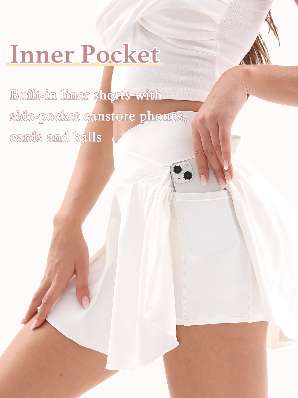 Higougou Womens Yoga Skirt with Pockets Shorts Crossover High Waisted Athletic Skorts Skirts for Golf Running Workout