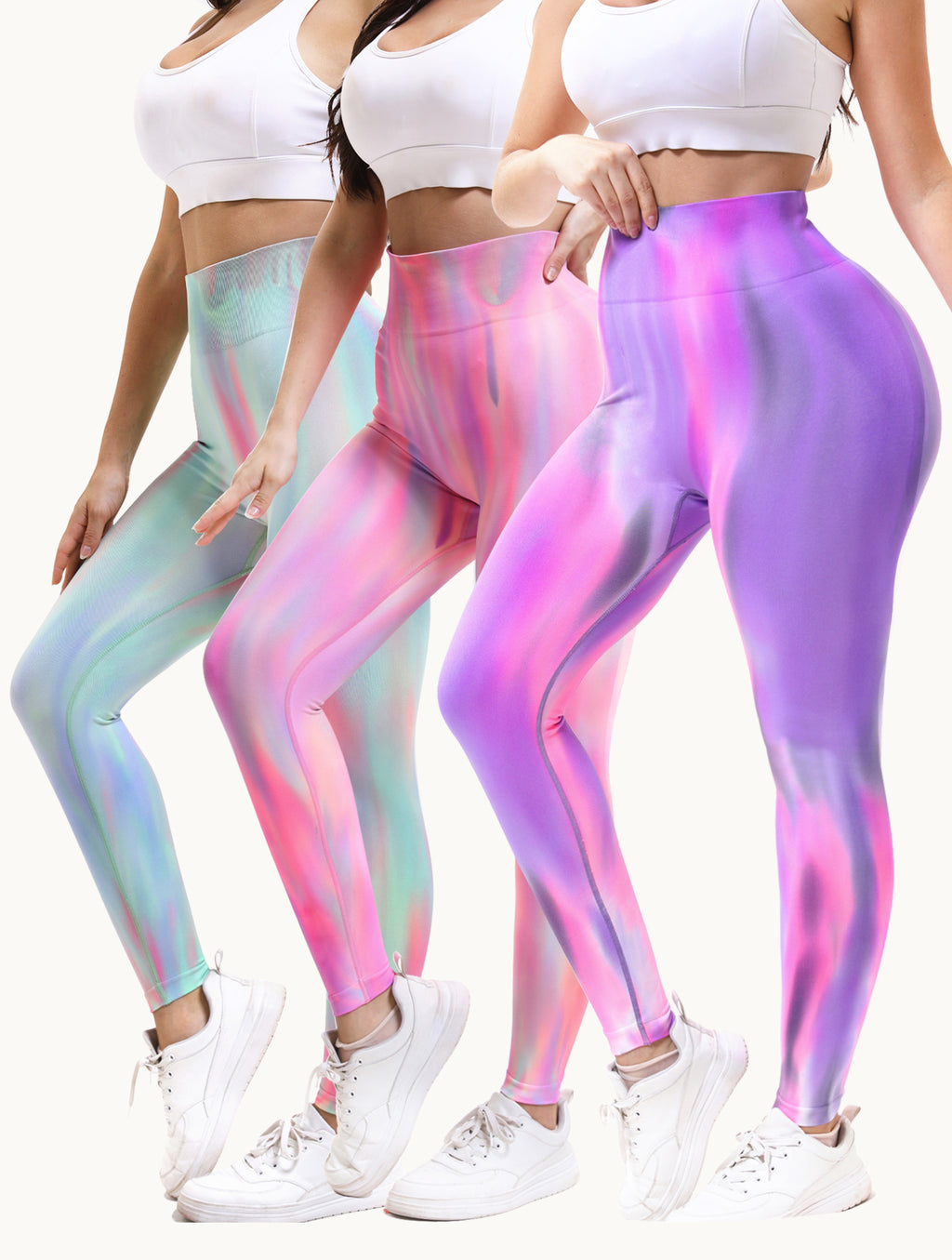 Shgiloo Seamless Tie Dye Yoga Leggings for Women - 3-Color Options High Waisted Scrunch Butt Lifting Gym Workout Pants